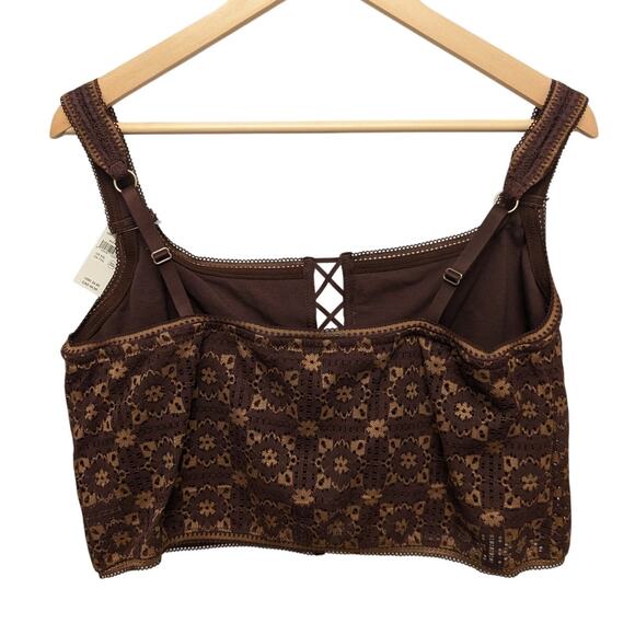 Aerie Show Off Lace Bra Top Dark Maple XXL Floral Eyelet Cottagecore Boho Fall - Picture 3 of 4